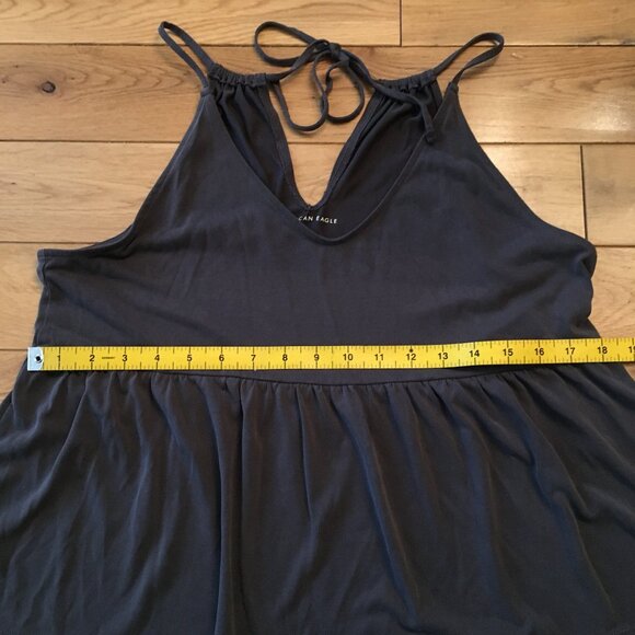American Eagle Outfitter Graphite Grey Soft Baby Doll Style Tie Up Tank - Picture 12 of 14